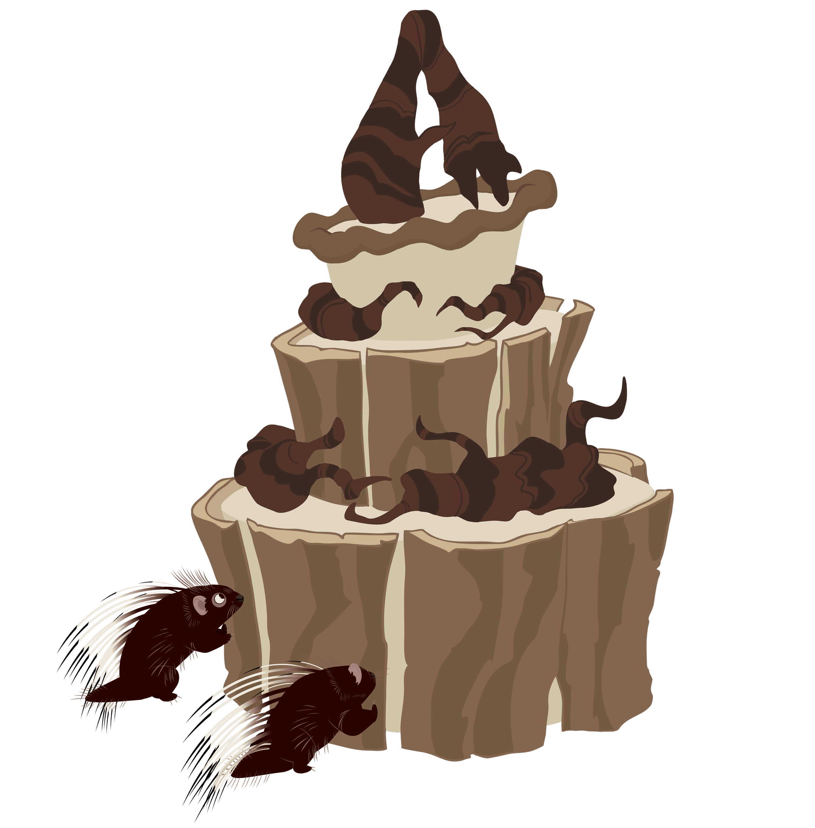 Baby porcupines eating birthday cake