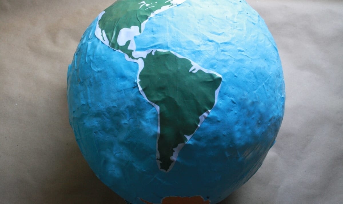 paper mache earth centerpiece